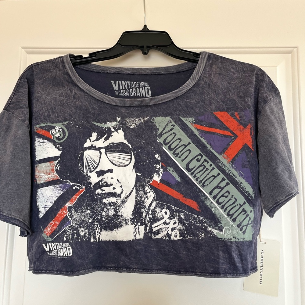 The Classic Hendrix Graphic Crop Top - Grey and Red